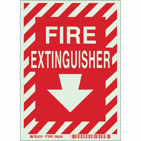 Brady Fire Extinguisher Sign, 7 in Height, 5 in Width, Polyester, Rectangle, English 73660